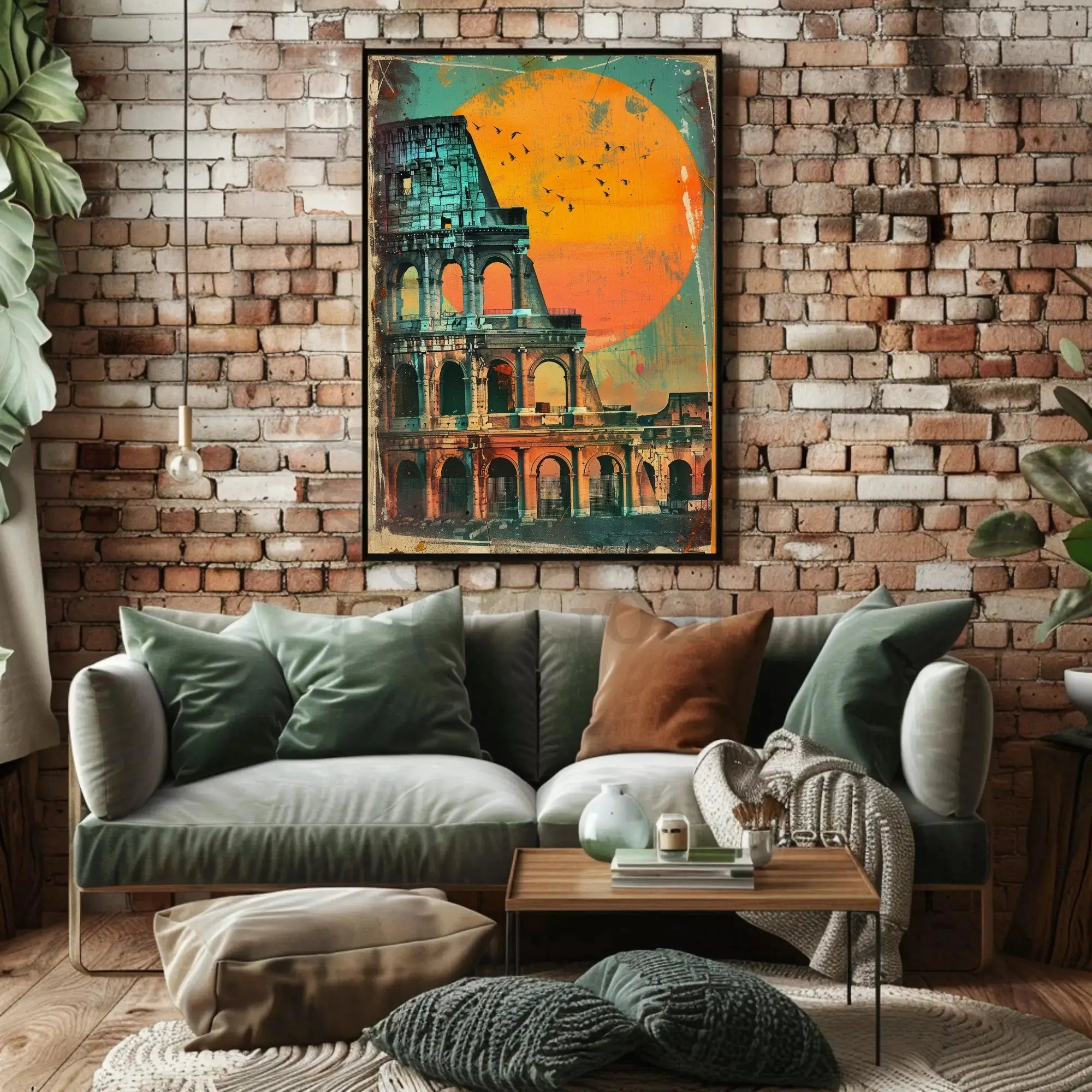 Colosseum Sunset Retro Art Travel Poster PosterGoat