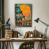 Colosseum Sunset Retro Art Travel Poster PosterGoat