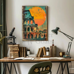 Colosseum Sunset Retro Art Travel Poster PosterGoat