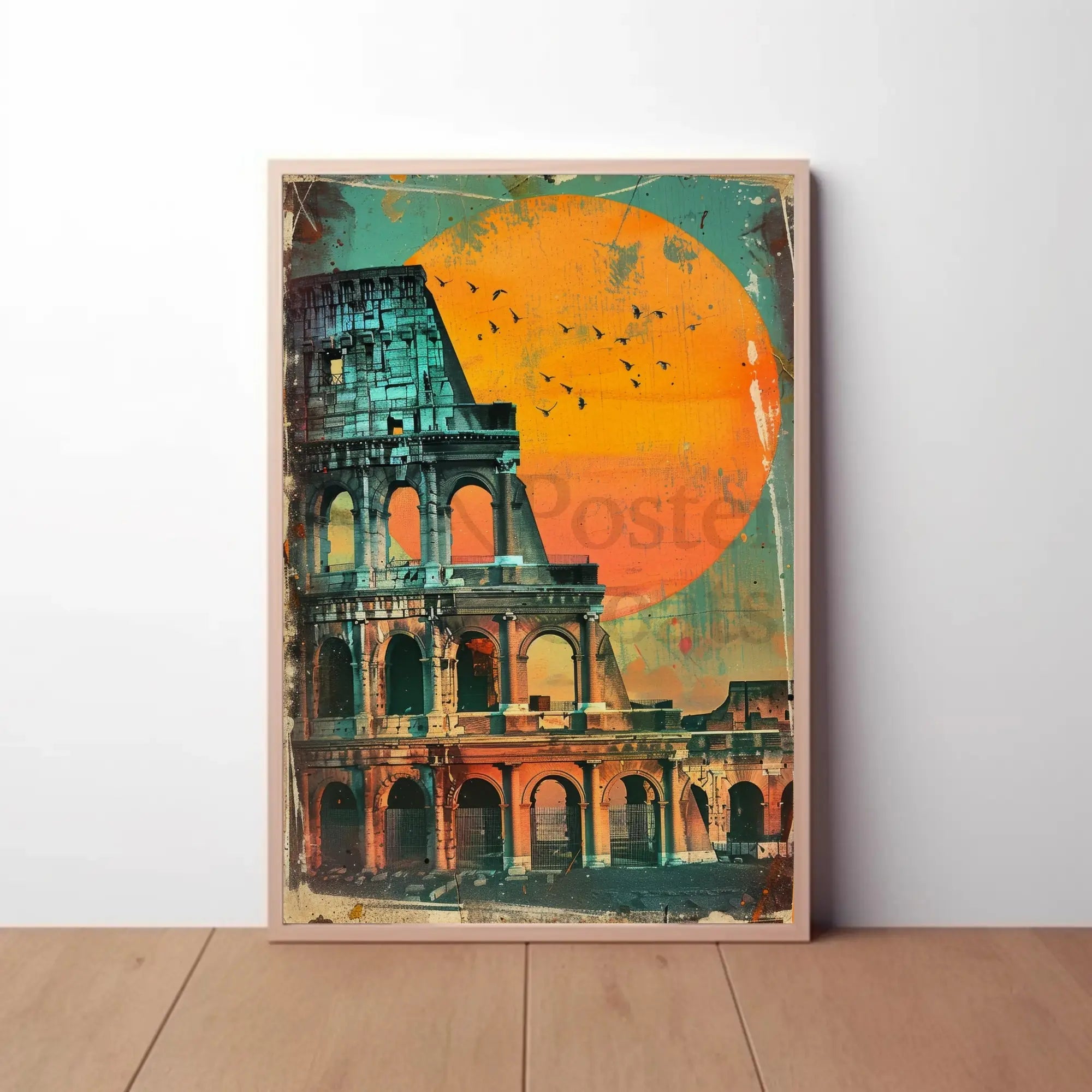 Colosseum Sunset Retro Art Travel Poster PosterGoat