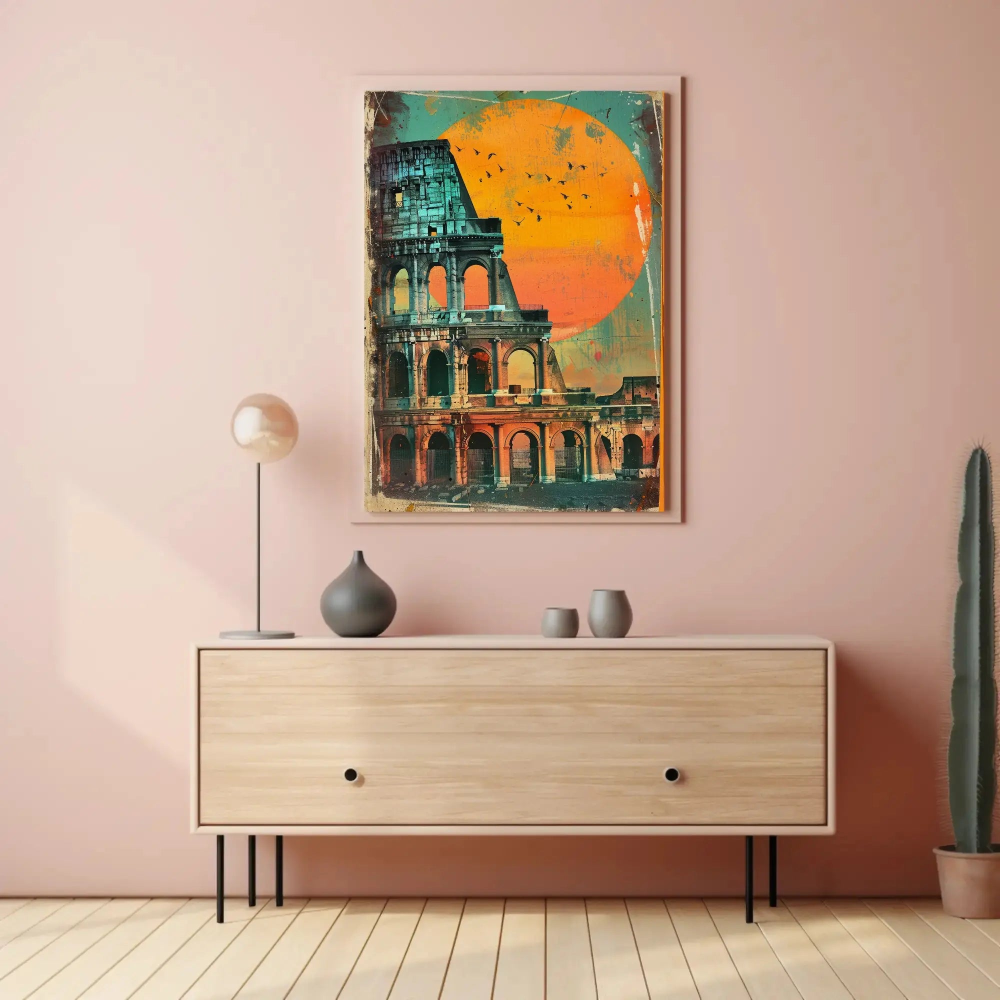 Colosseum Sunset Retro Art Travel Poster PosterGoat