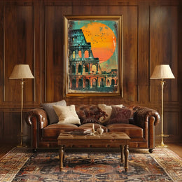 Colosseum Sunset Retro Art Travel Poster PosterGoat