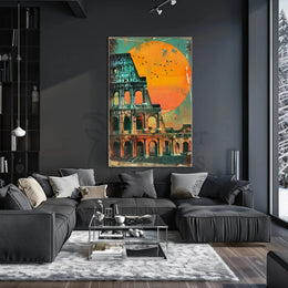 Colosseum Sunset Retro Art Travel Poster PosterGoat