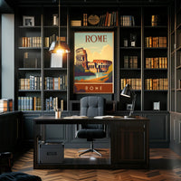 Colosseum Vintage Travel Poster: Rome's Iconic Landmark Illustration PosterGoat