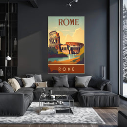 Colosseum Vintage Travel Poster: Rome's Iconic Landmark Illustration PosterGoat