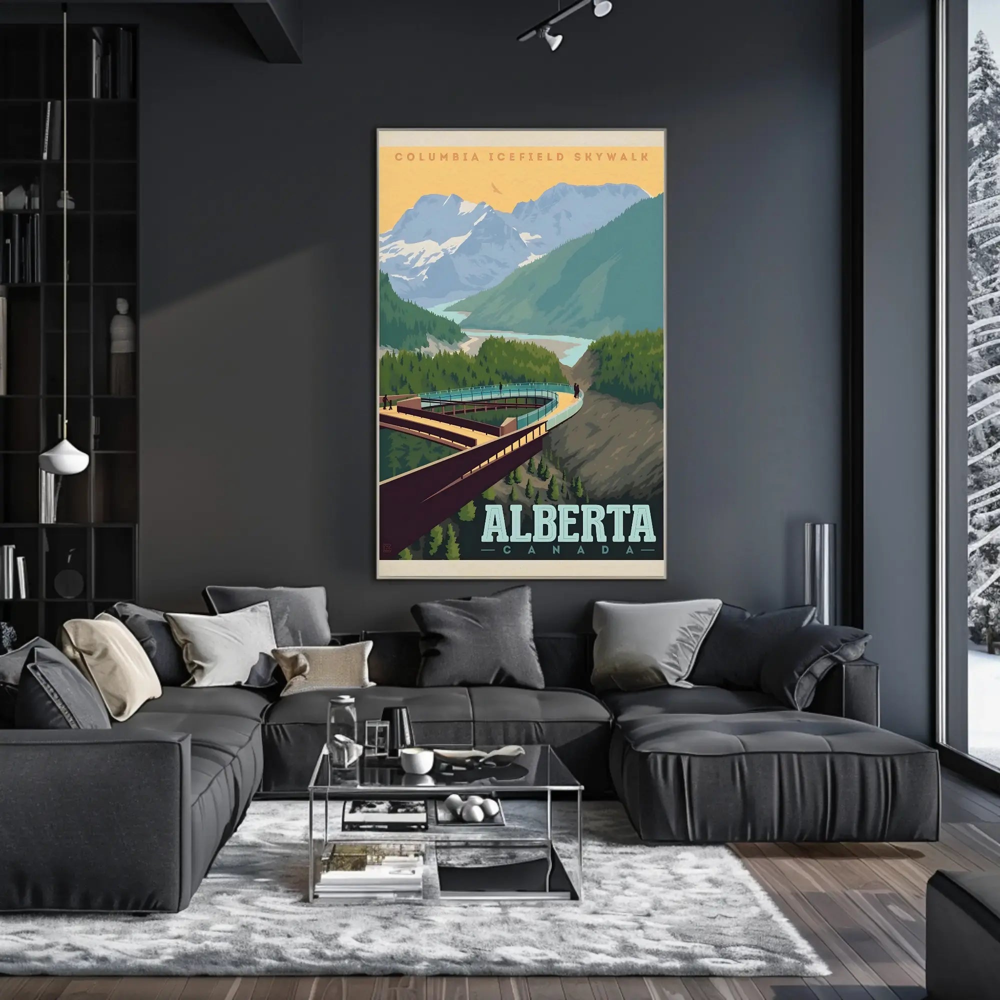 Columbia Icefield Skywalk Vintage Travel Poster PosterGoat