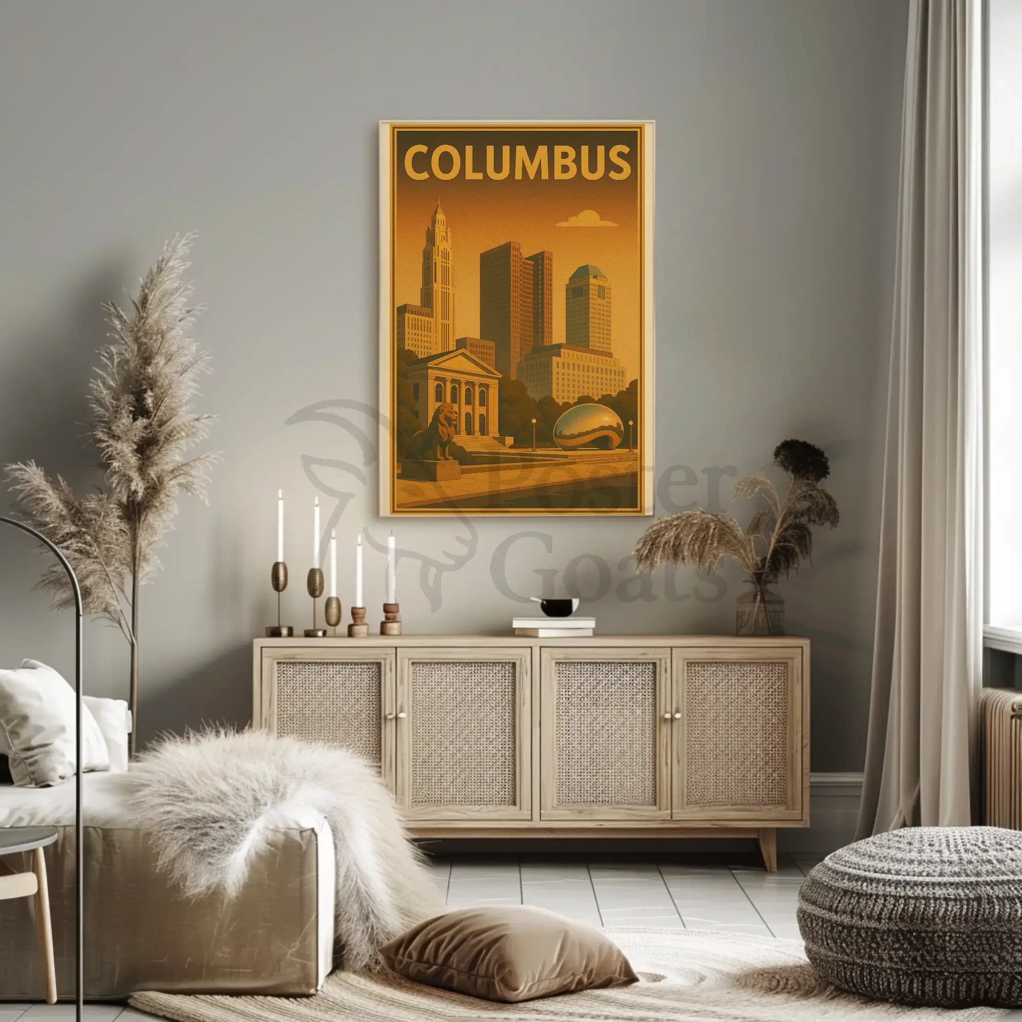 Columbus Cityscape Vintage Travel Poster PosterGoat