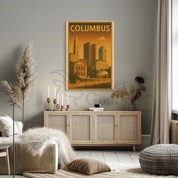 Columbus Cityscape Vintage Travel Poster PosterGoat