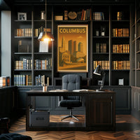 Columbus Cityscape Vintage Travel Poster PosterGoat