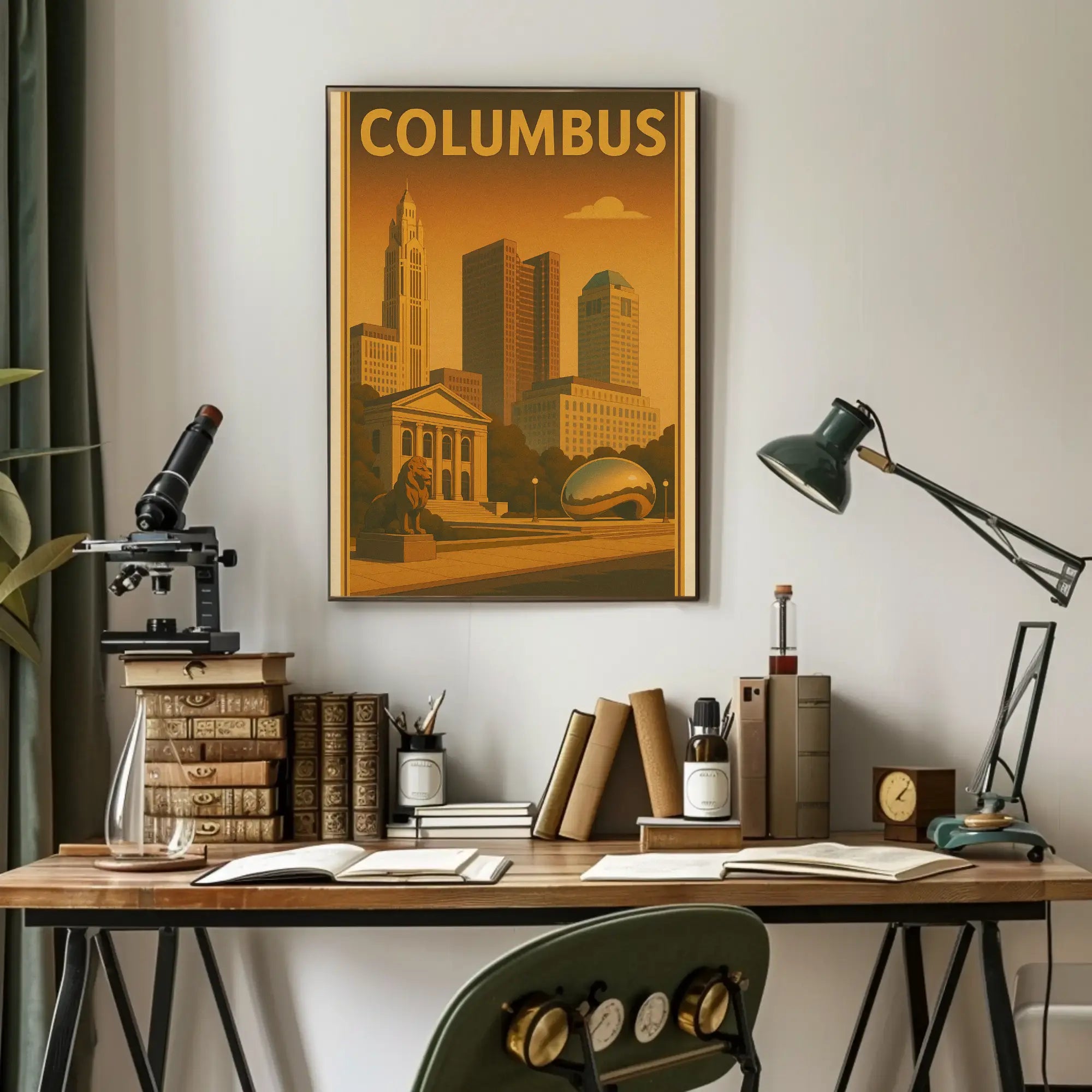 Columbus Cityscape Vintage Travel Poster PosterGoat