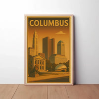 Columbus Cityscape Vintage Travel Poster PosterGoat