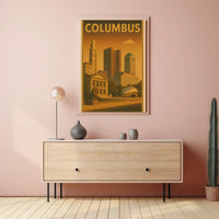 Columbus Cityscape Vintage Travel Poster PosterGoat