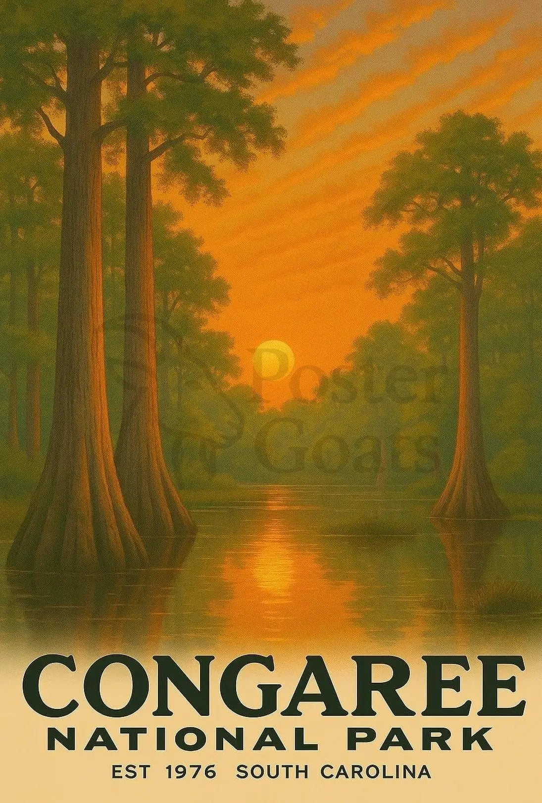 Congaree National Park Vintage Travel Poster PosterGoat
