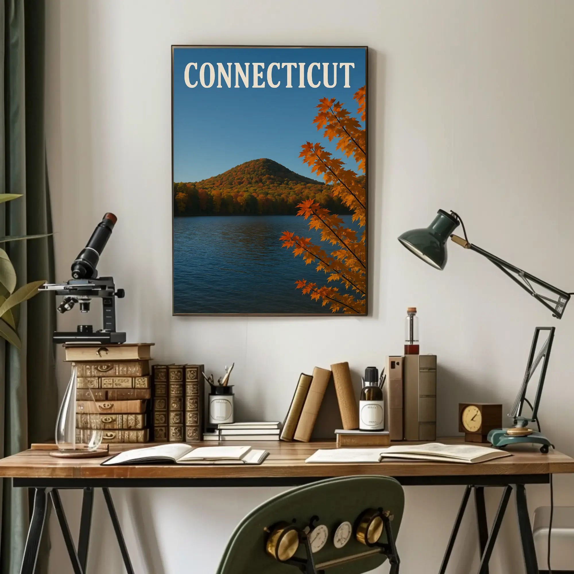 Connecticut Autumn Serenity Scenic Travel Poster PosterGoat