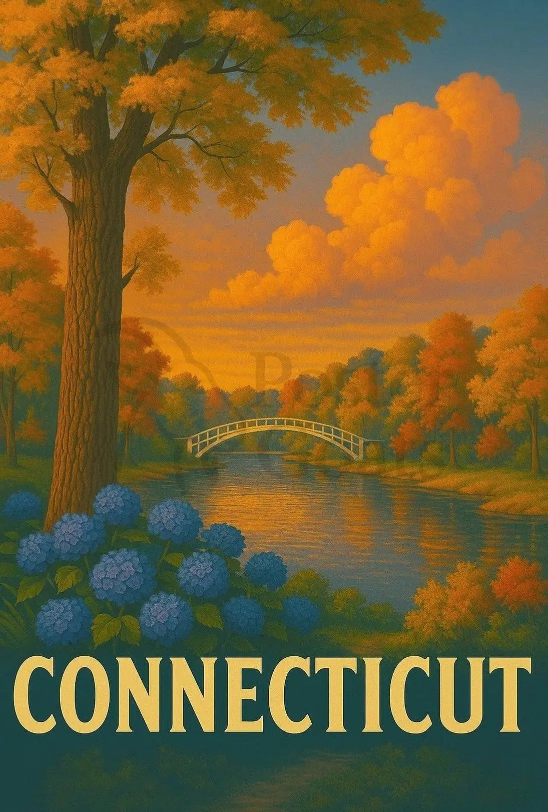Connecticut Tranquil Landscape Vintage Travel Poster PosterGoat