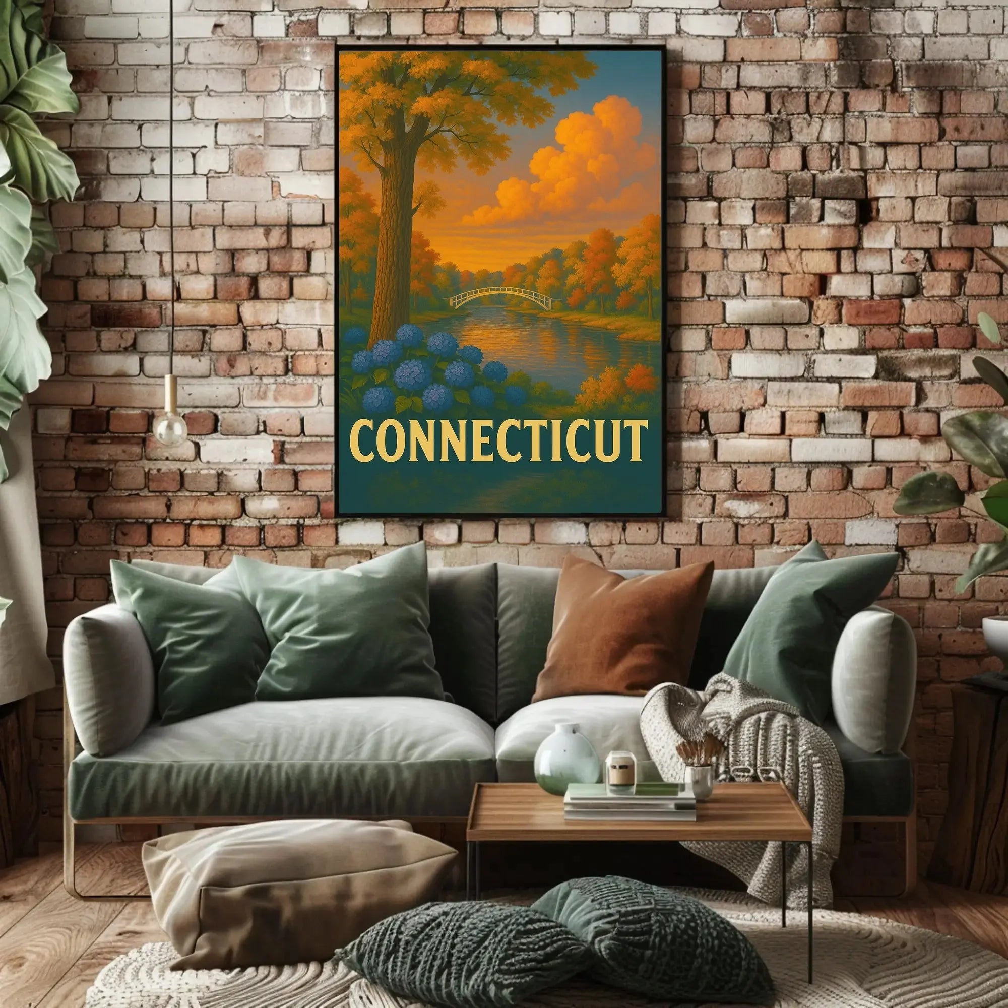 Connecticut Tranquil Landscape Vintage Travel Poster PosterGoat