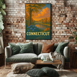 Connecticut Tranquil Landscape Vintage Travel Poster PosterGoat