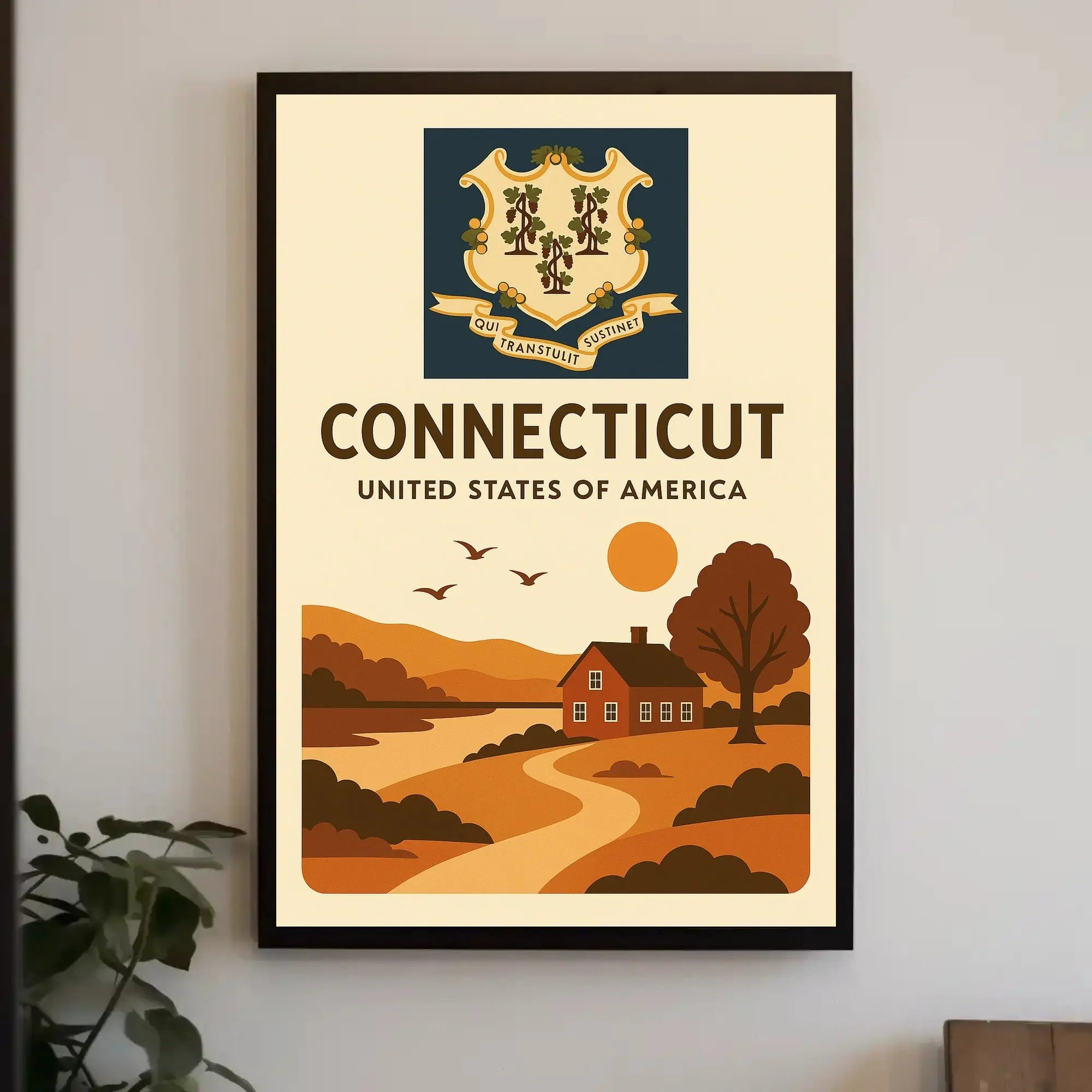 Connecticut Vintage Scenic Art Print Cultural Heritage Poster PosterGoat