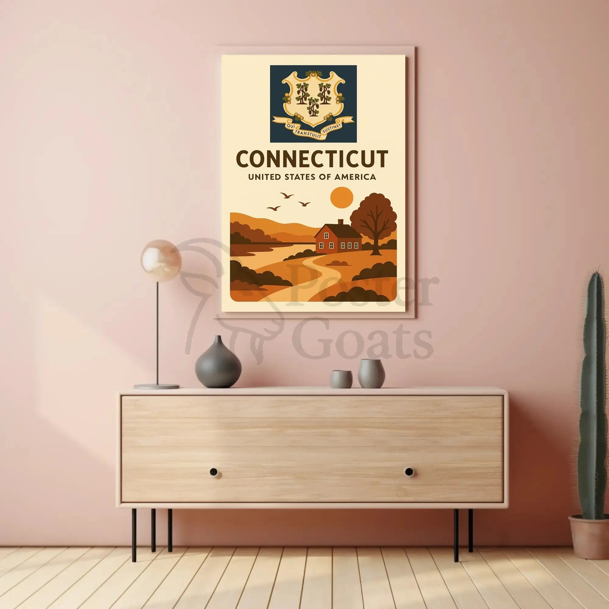 Connecticut Vintage Scenic Art Print Cultural Heritage Poster PosterGoat