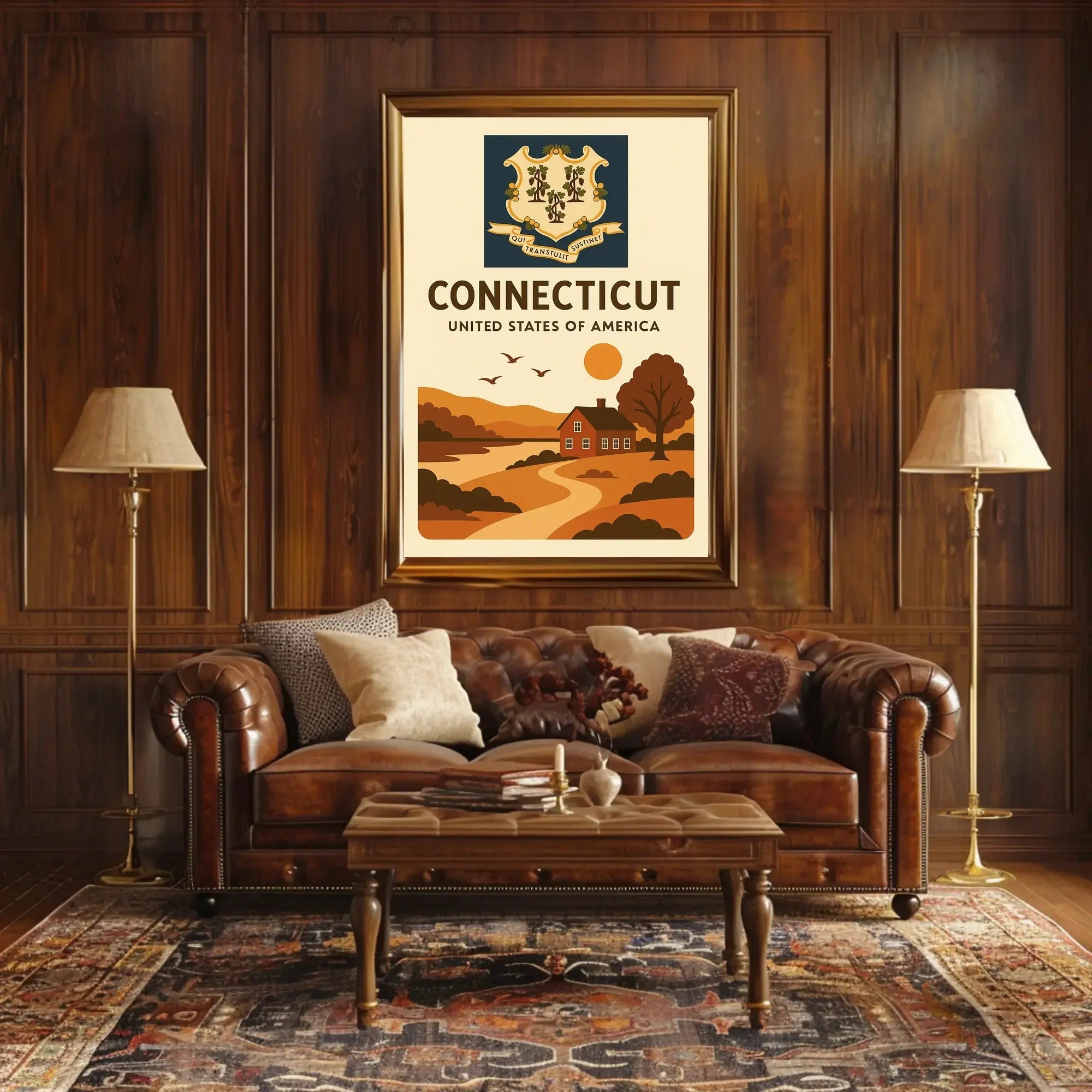 Connecticut Vintage Scenic Art Print Cultural Heritage Poster PosterGoat