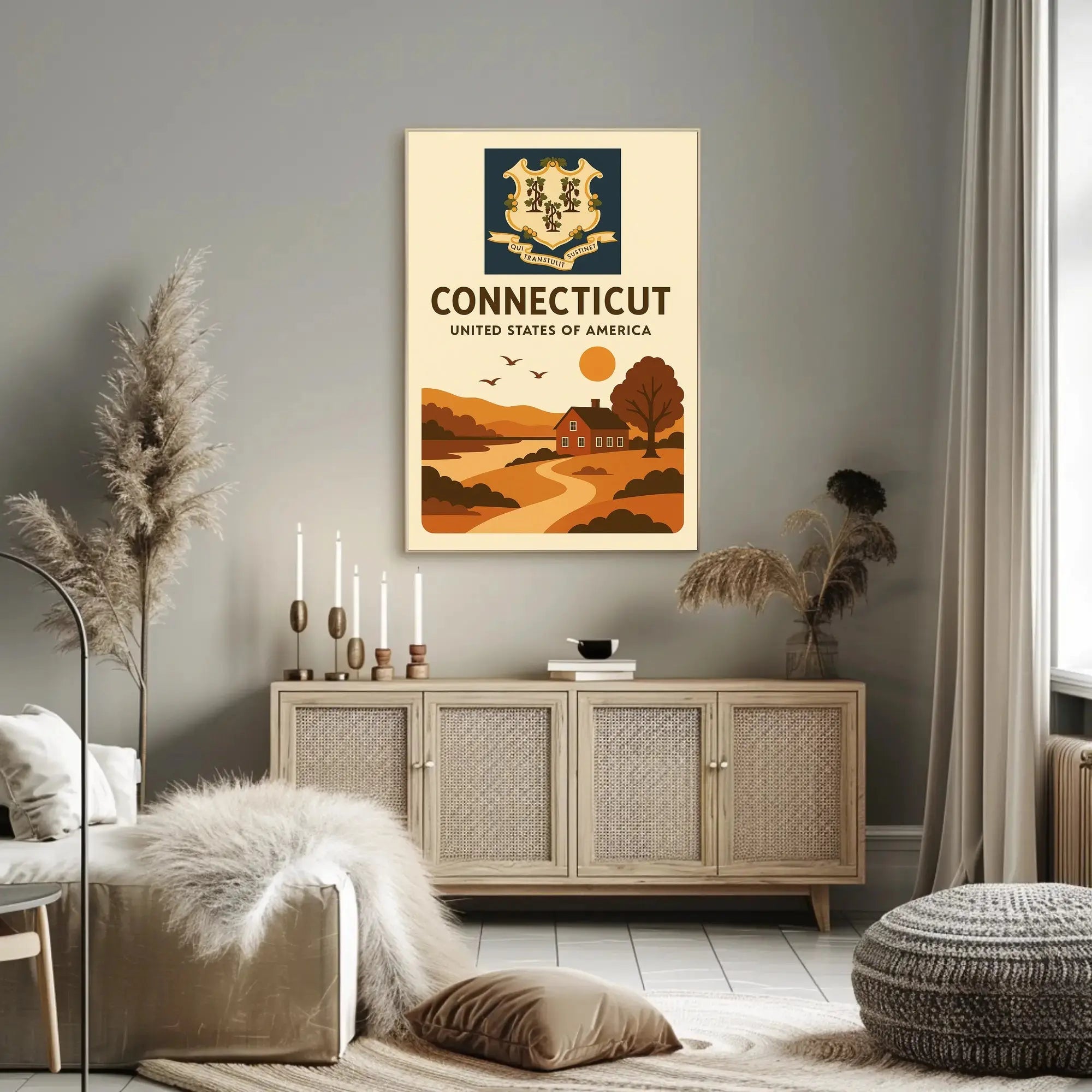 Connecticut Vintage Scenic Art Print Cultural Heritage Poster PosterGoat
