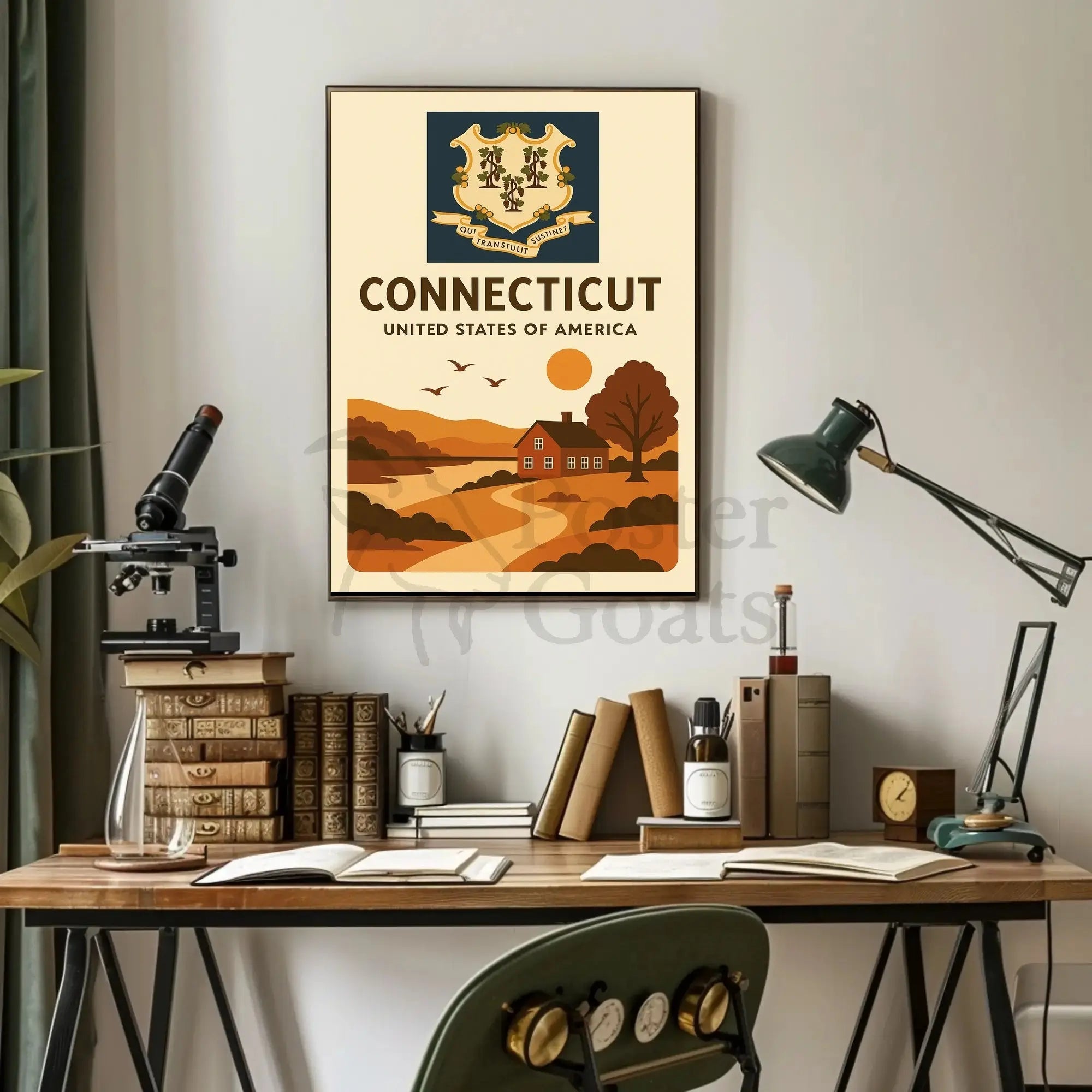 Connecticut Vintage Scenic Art Print Cultural Heritage Poster PosterGoat