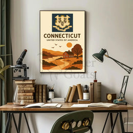 Connecticut Vintage Scenic Art Print Cultural Heritage Poster PosterGoat