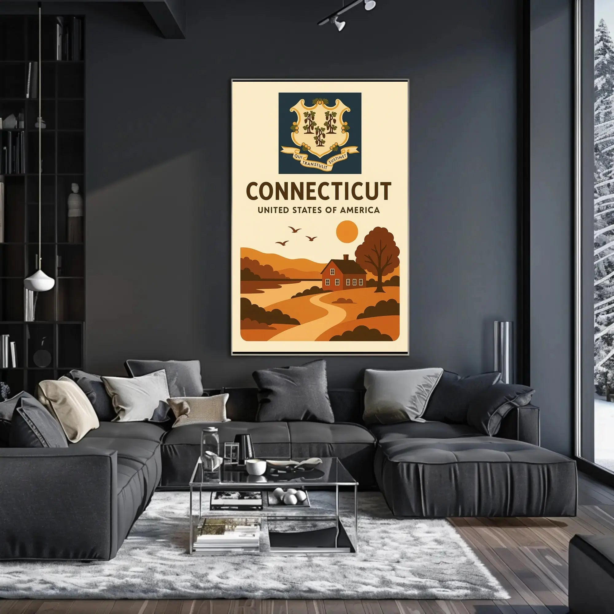 Connecticut Vintage Scenic Art Print Cultural Heritage Poster PosterGoat