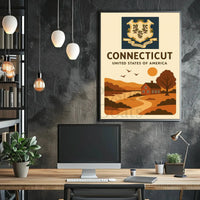 Connecticut Vintage Scenic Art Print Cultural Heritage Poster PosterGoat