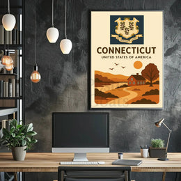 Connecticut Vintage Scenic Art Print Cultural Heritage Poster PosterGoat
