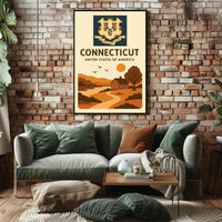 Connecticut Vintage Scenic Art Print Cultural Heritage Poster PosterGoat