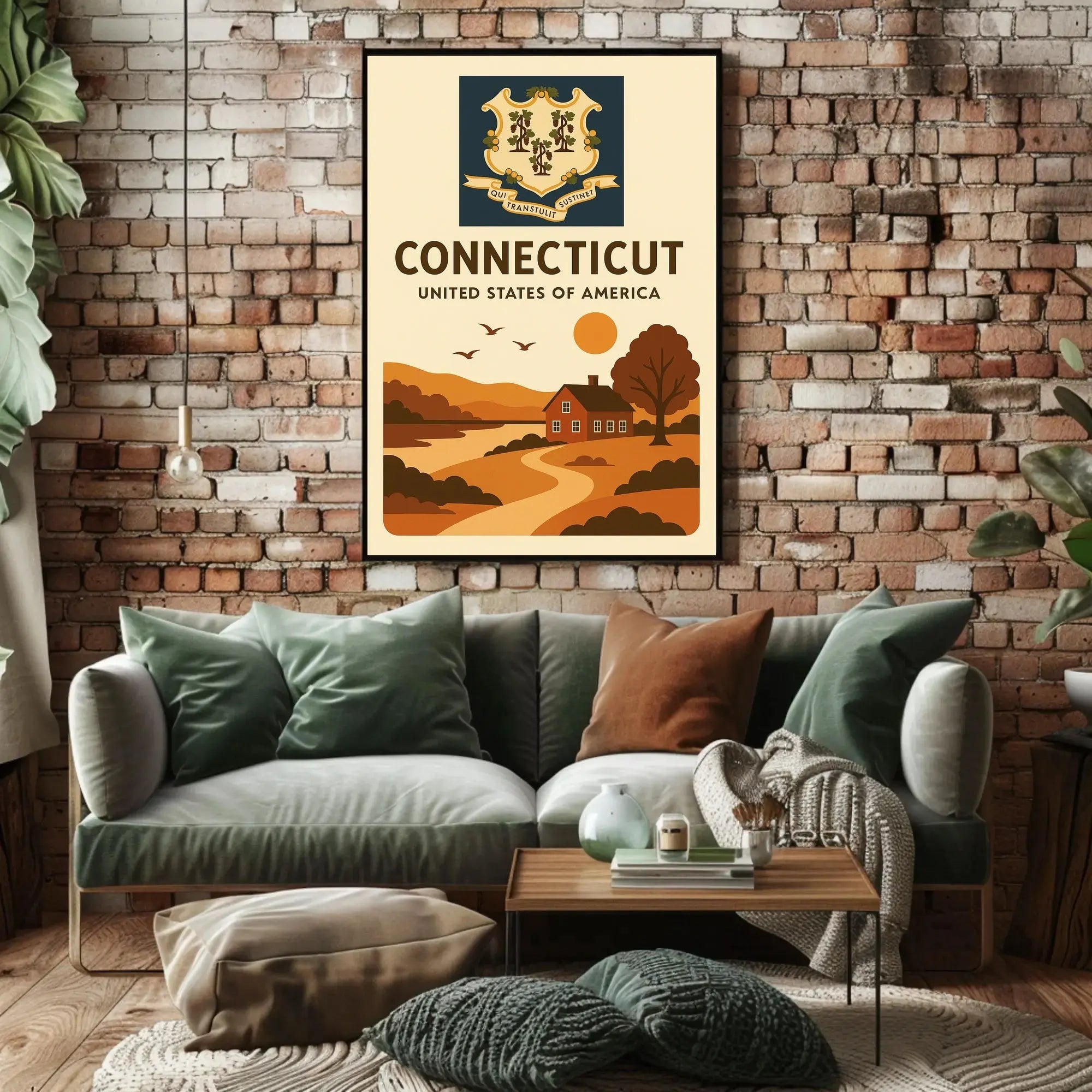 Connecticut Vintage Scenic Art Print Cultural Heritage Poster PosterGoat