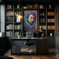 Contemplative Cosmic Portrait Artistic Expressionism Poster PosterGoat