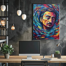 Contemplative Cosmic Portrait Artistic Expressionism Poster PosterGoat