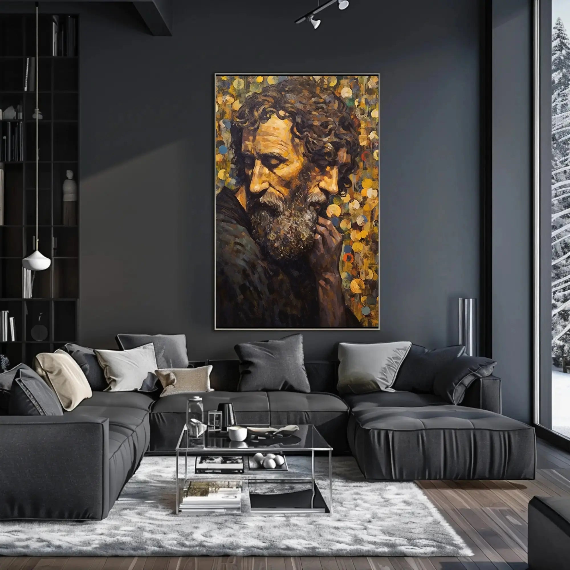 Contemplative Expression Timeless Introspection Artistic Poster PosterGoat