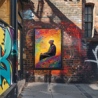 Contemplative Man in Vibrant Impressionist Abstract Artistic Poster PosterGoat