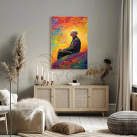 Contemplative Man in Vibrant Impressionist Abstract Artistic Poster PosterGoat