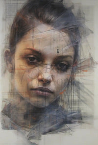 Contemplative Modern Female Portrait Artistic Poster PosterGoat