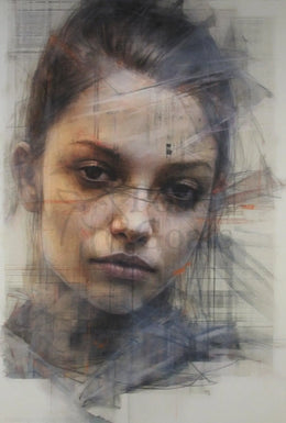 Contemplative Modern Female Portrait Artistic Poster PosterGoat