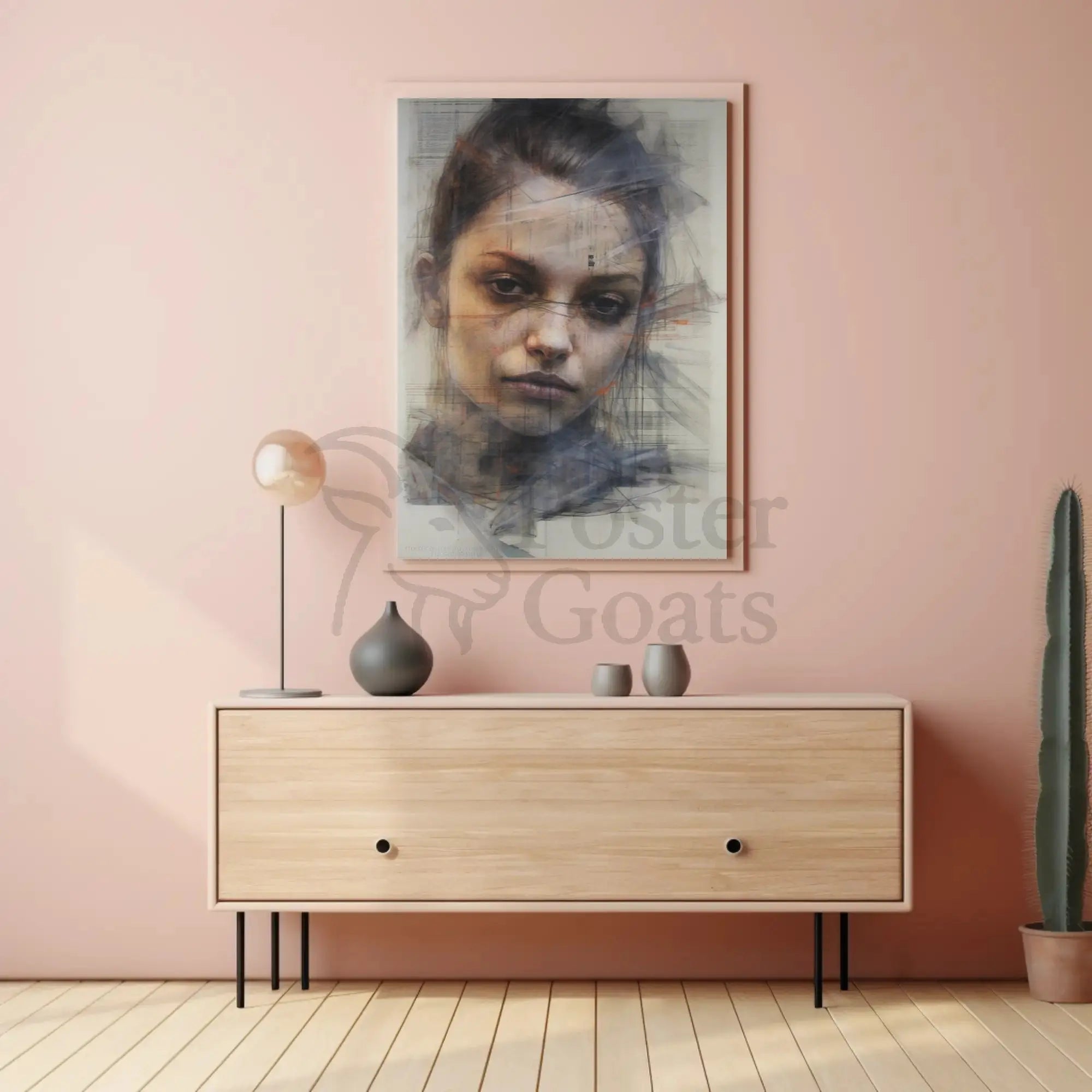 Contemplative Modern Female Portrait Artistic Poster PosterGoat