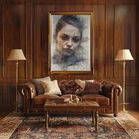 Contemplative Modern Female Portrait Artistic Poster PosterGoat
