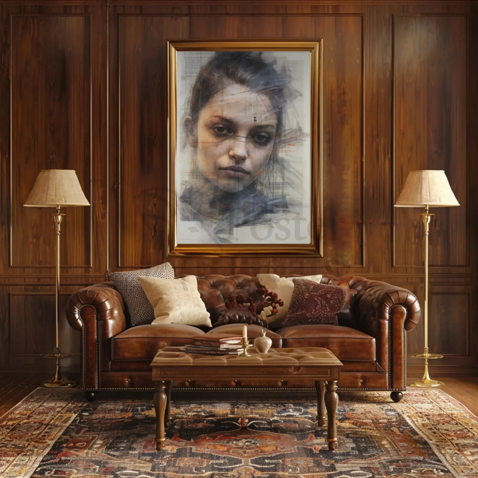 Contemplative Modern Female Portrait Artistic Poster PosterGoat