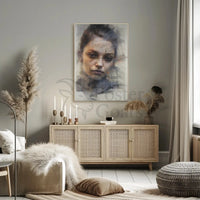 Contemplative Modern Female Portrait Artistic Poster PosterGoat
