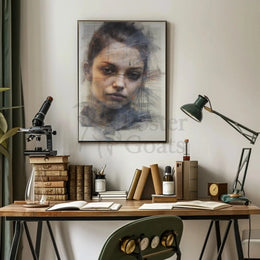 Contemplative Modern Female Portrait Artistic Poster PosterGoat