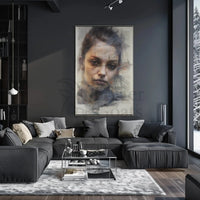 Contemplative Modern Female Portrait Artistic Poster PosterGoat