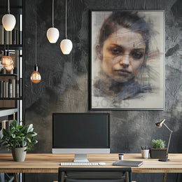 Contemplative Modern Female Portrait Artistic Poster PosterGoat