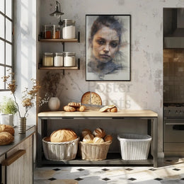 Contemplative Modern Female Portrait Artistic Poster PosterGoat