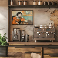 Contemplative Woman in a Café Artistic Poster PosterGoat