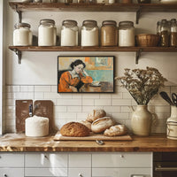 Contemplative Woman in a Café Artistic Poster PosterGoat