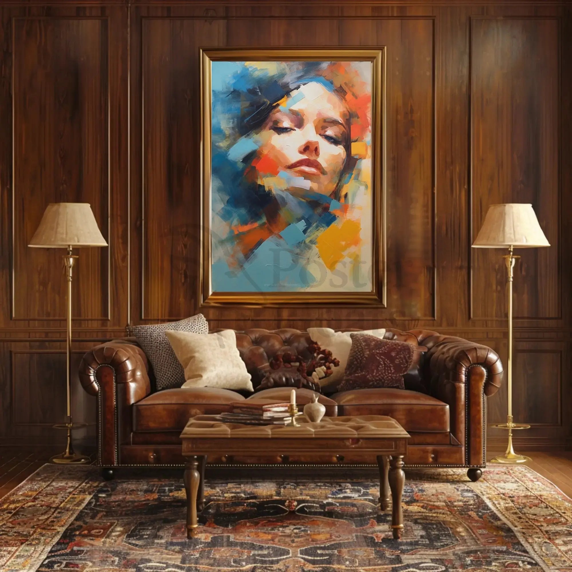Contemplative Woman's Face Abstract Artistic Poster PosterGoat